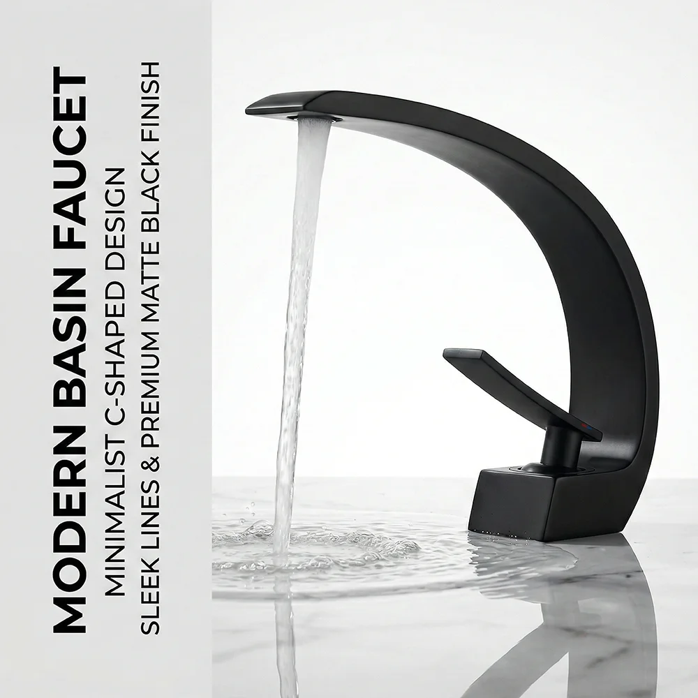 Matte Black Bathroom Faucet, A - Silicone Tap Washer のレビューと価格