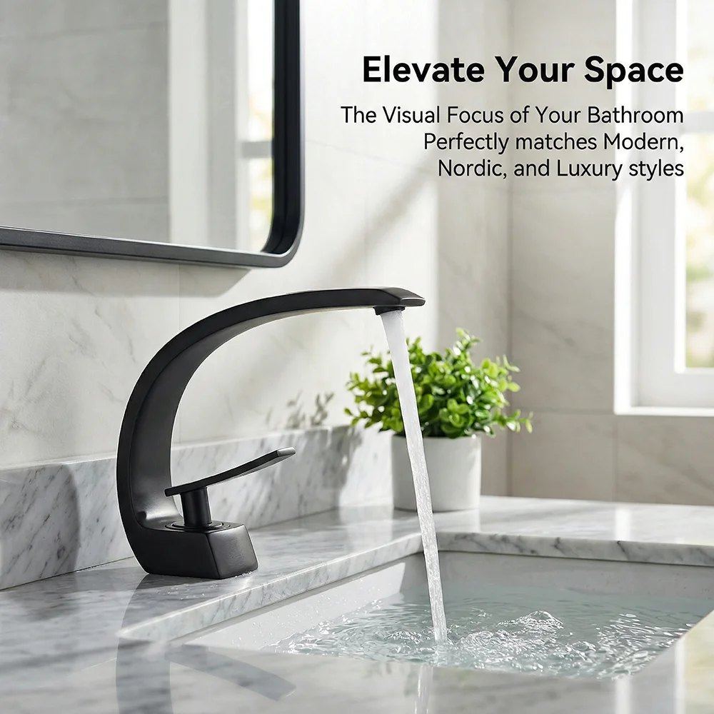 Matte Black Bathroom Faucet, A - Silicone Tap Washer のレビューと価格