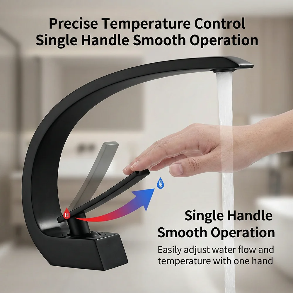 Matte Black Bathroom Faucet, A - Silicone Tap Washer のレビューと価格