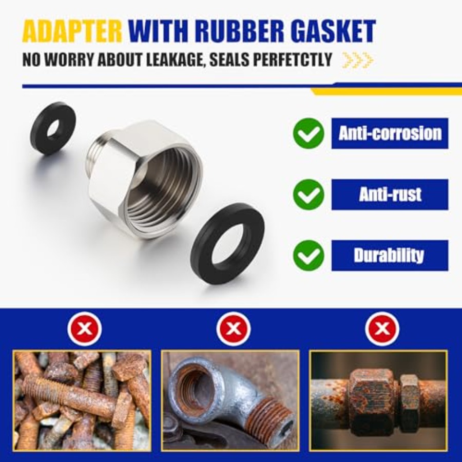 8 Pcs Brass Water Line Adapter - Compression Fitting Brass のレビューと価格