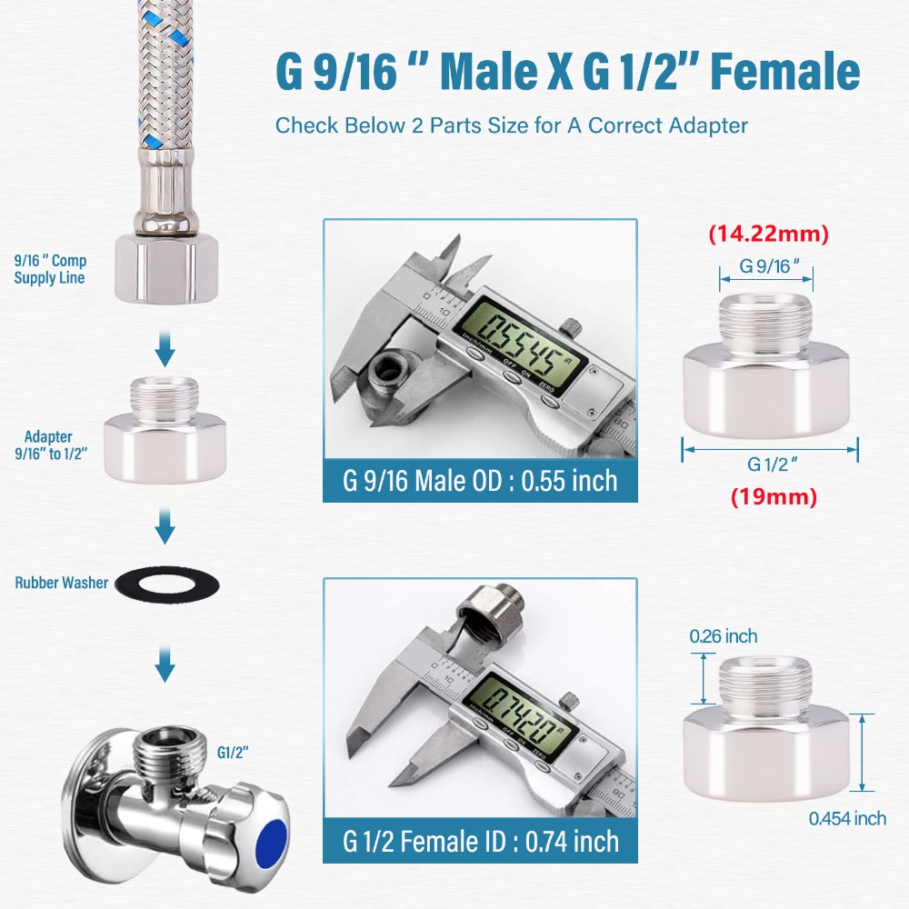 2PCS Flexible Plumbing Pipes G - Flexible Hose Braided のレビューと価格
