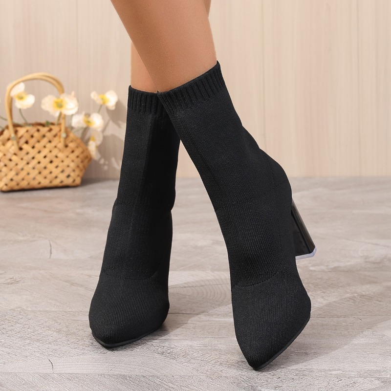 Simple Pointed Toe Knit Stretc - Pipe Bending Spring のレビューと価格